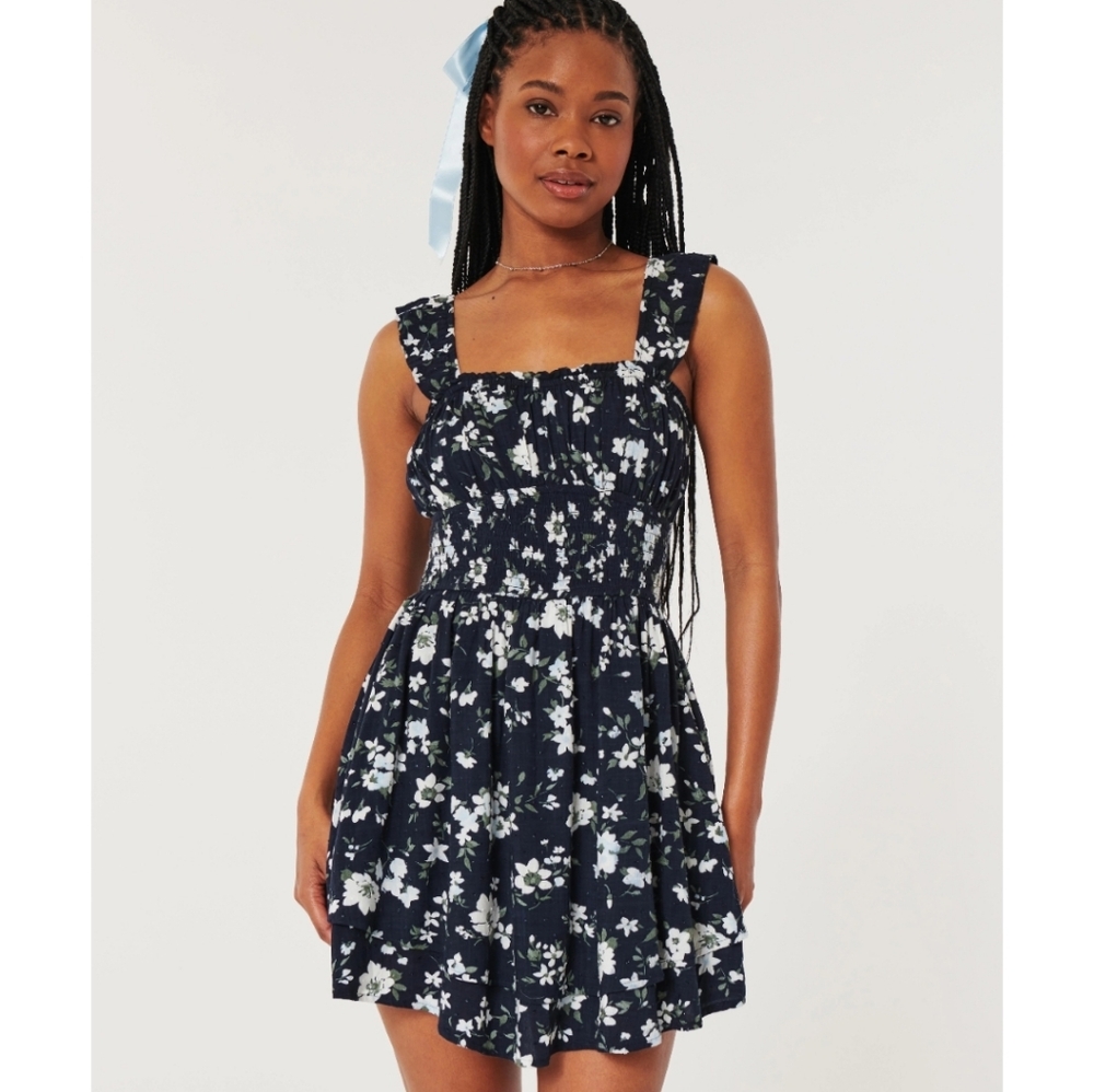 Hollister Floral Sadie Skort Mini Dress Floral Attached Short Cottage Navy Skort